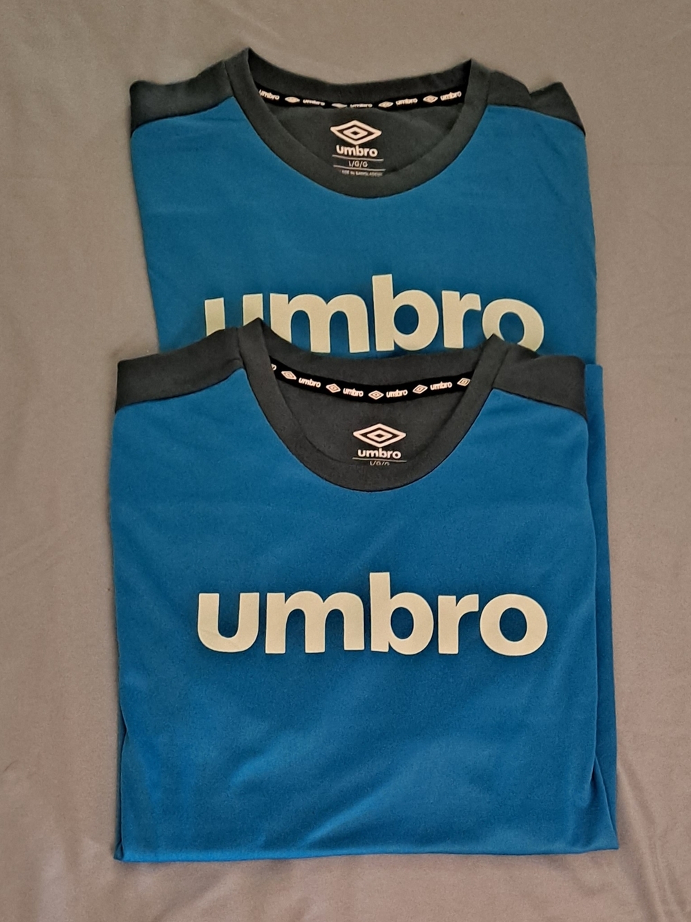 Lot Of 2 Umbro Soccer Crewneck Blue Logo Tee Size Large